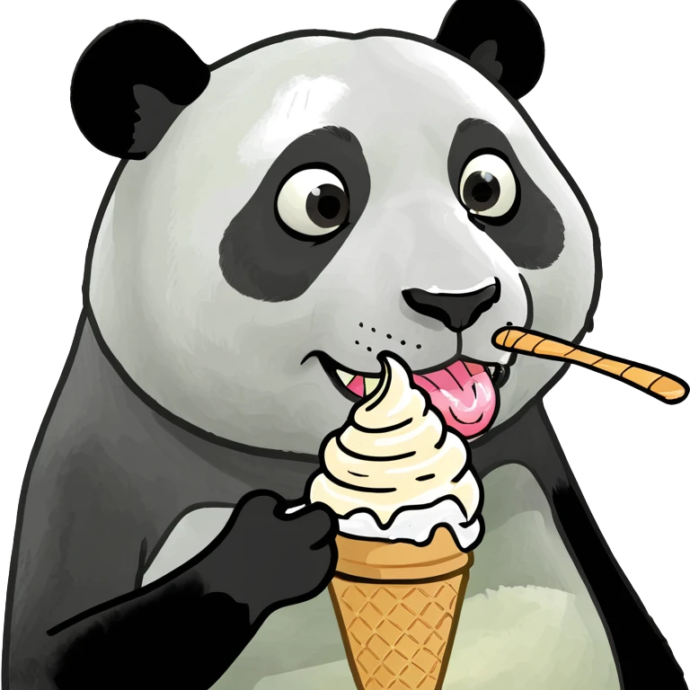 Panda eating ice cream emoji