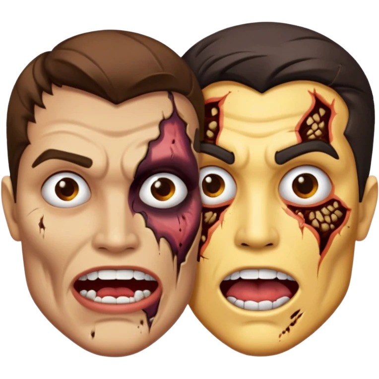 dc two face one half normal face other half burnt emoji