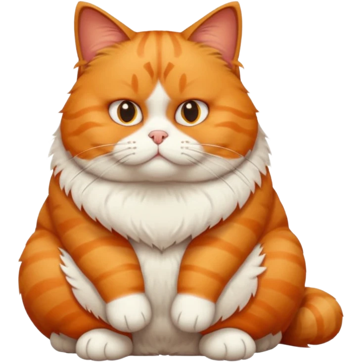 A fat cat sitting down and looking like they don’t care about it emoji