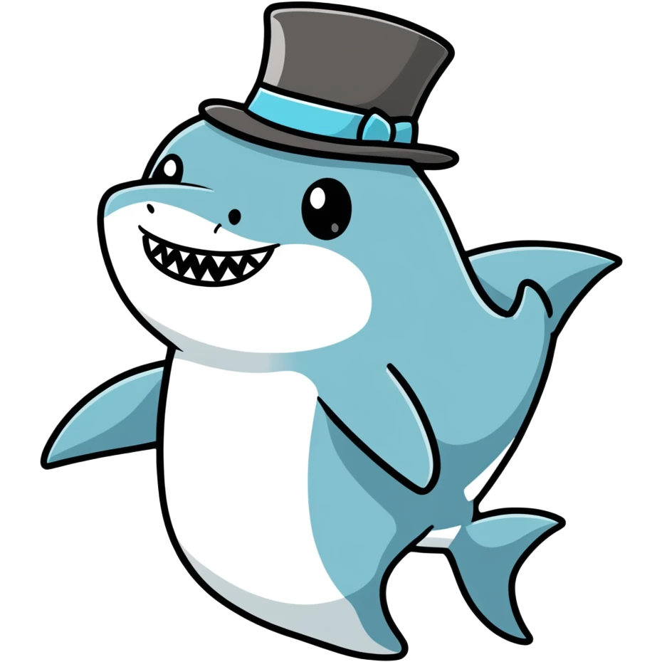 Shark with a top hat emoji