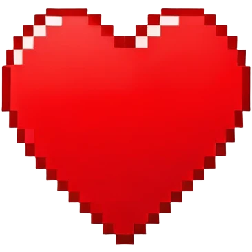 A pixel art emoji of a heart, rendered in a retro 8-bit style with simple, bold colors. emoji