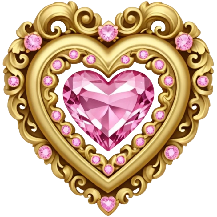  gold and pink diamond rococo heart emoji