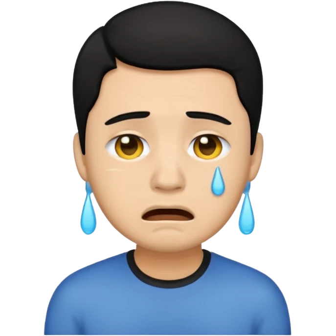 lightskin man with black hair emoji crying emoji