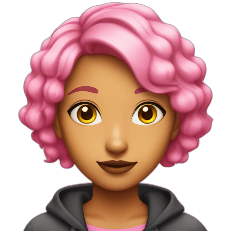 Mina is a teenage girl with bright pink skin, black and yellow eyes, and short pink hair with yellow antennae. emoji