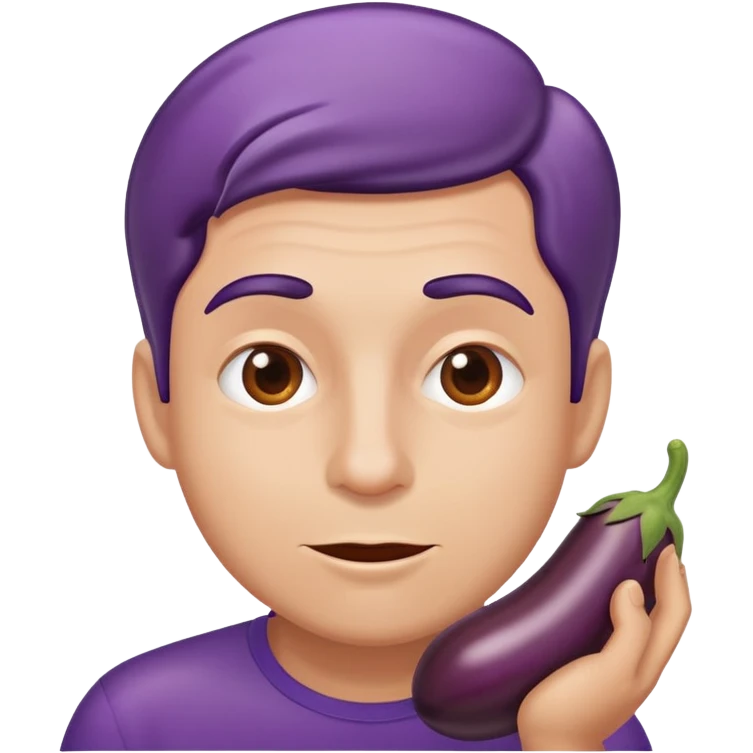 A guy eating a eggplant  emoji