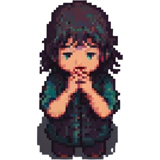 a person whispering, pixel art style, retro, blocky emoji