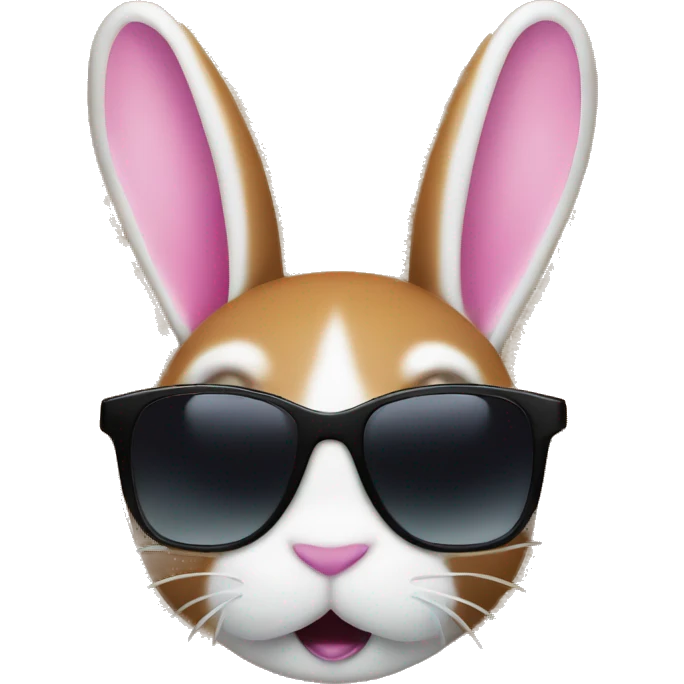 sunglasses rabbit lays on beach emoji