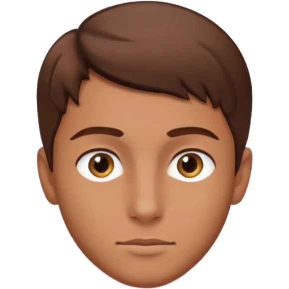 young man with smooth skin, bright eyes, brown hair, head only emoji