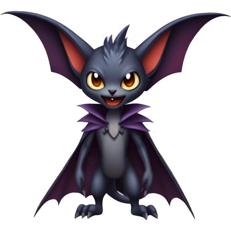  Kawaii Edgy Cool Vampiric Beautiful Noivern-Nargacuga-Litten with big Bat Ears full body emoji