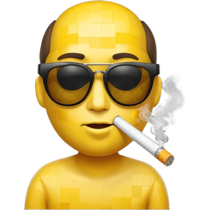emoji face wearing pixelated 'thug life' sunglasses and a cigarette in its mouth emoji