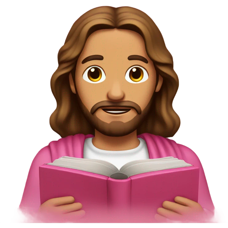 Jesus with pink bible emoji