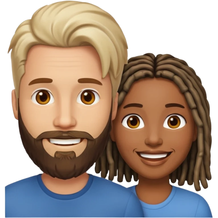 Couple emoji -WHITE with man with beard, BLACK FEMALEwith mid length locs emoji