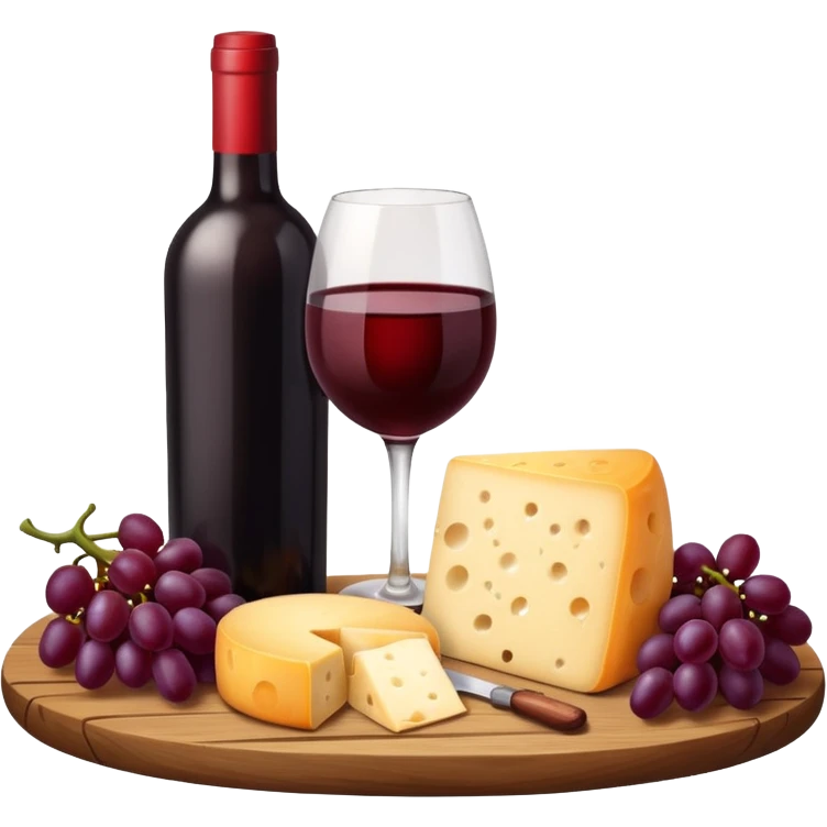 Rotwein und Käse auf ein Holzbrett emoji