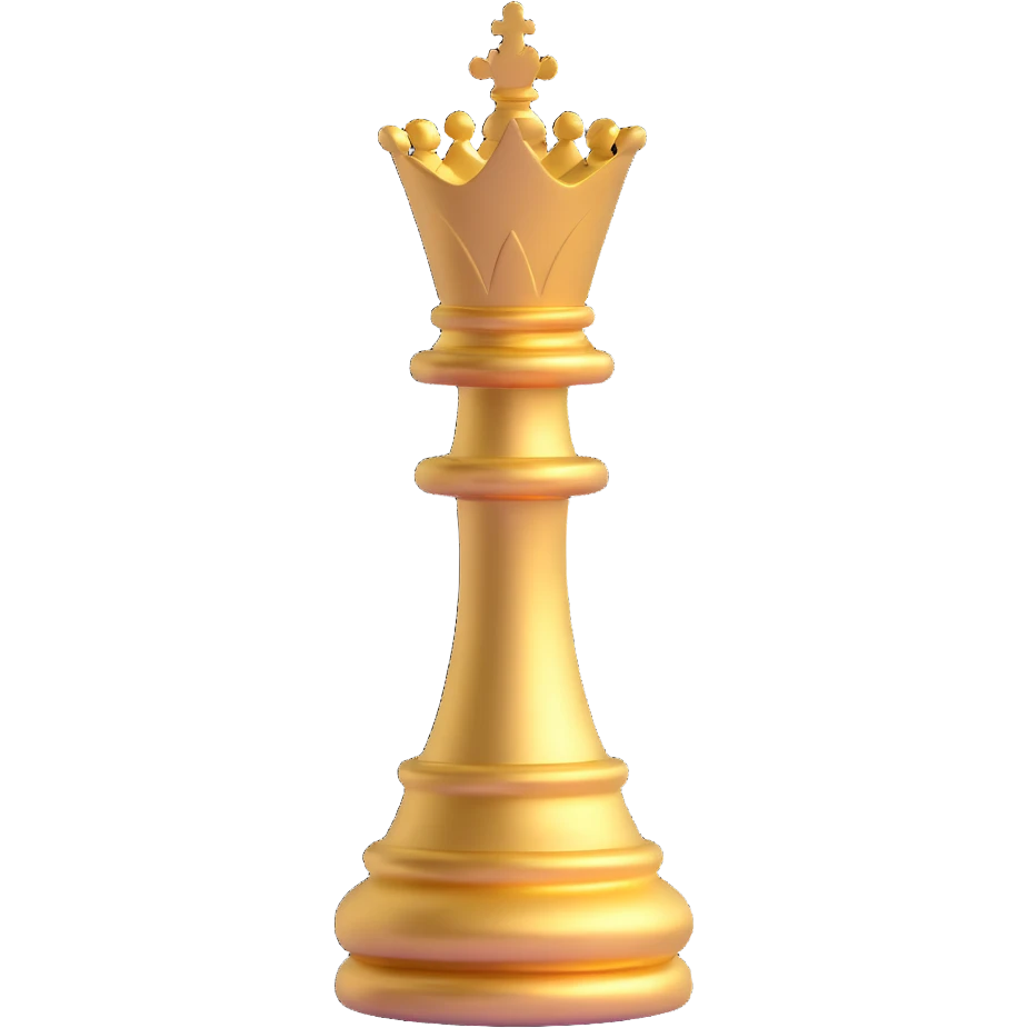 3D golden queen chess piece emoji