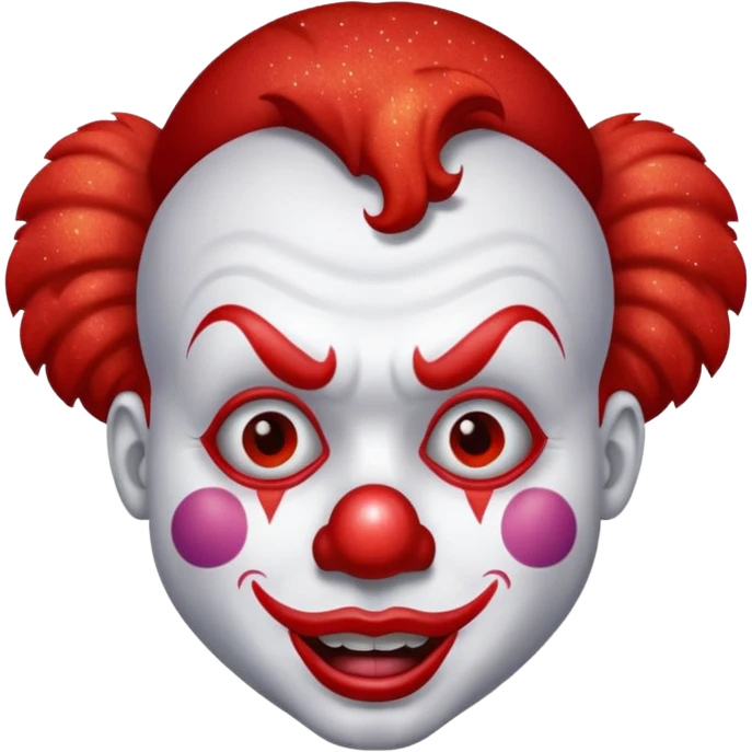 red glitter clown with the retarded facial expression emoji