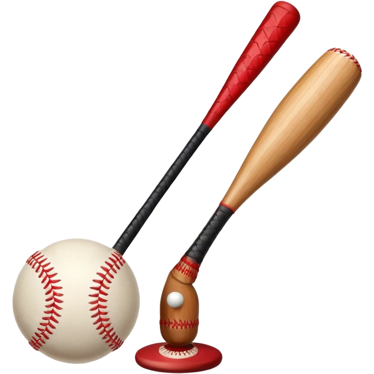 A baseball bat standing on it’s end with two baseballs at its base emoji