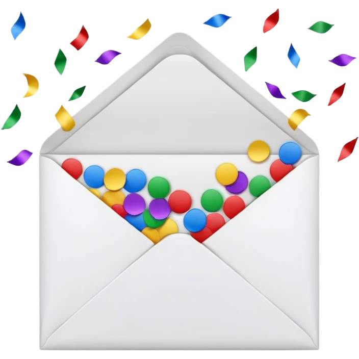 white envelope with confetti emoji