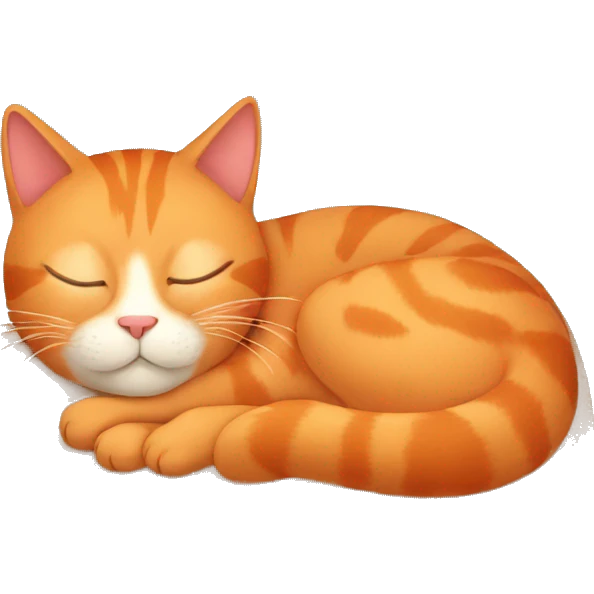 Red cat sleeps curled up in a ball emoji