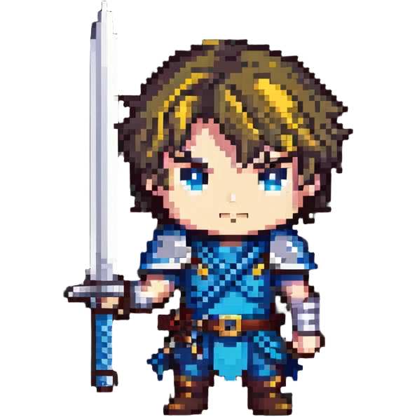 cute chibi male character with sword emoji