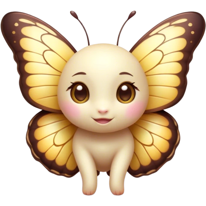 Cinematic Cute Butterfly Portrait Emoji, Head tilted playfully and inquisitively, featuring a charming, petite form with intricately detailed, softly tinted wings and round, sparkling eyes full of gentle wonder, Simplified yet irresistibly adorable features, highly detailed, glowing with a warm, inviting pastel glow, high shine, affectionate and lively, stylized with a touch of whimsical garden charm, soft glowing outline, capturing the essence of a mischievous butterfly that seems as if it could dance out of the screen into your arms! emoji