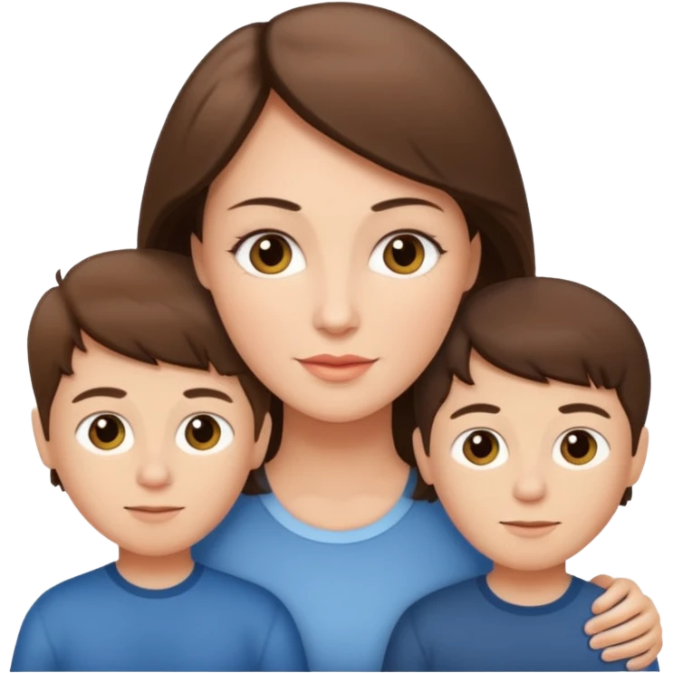  Light brunette beautiful mom with 3 sons emoji