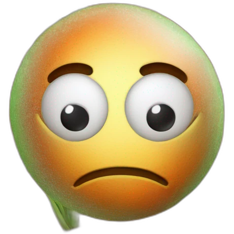 3d sphere with a cartoon carrots texture with big calm eyes emoji