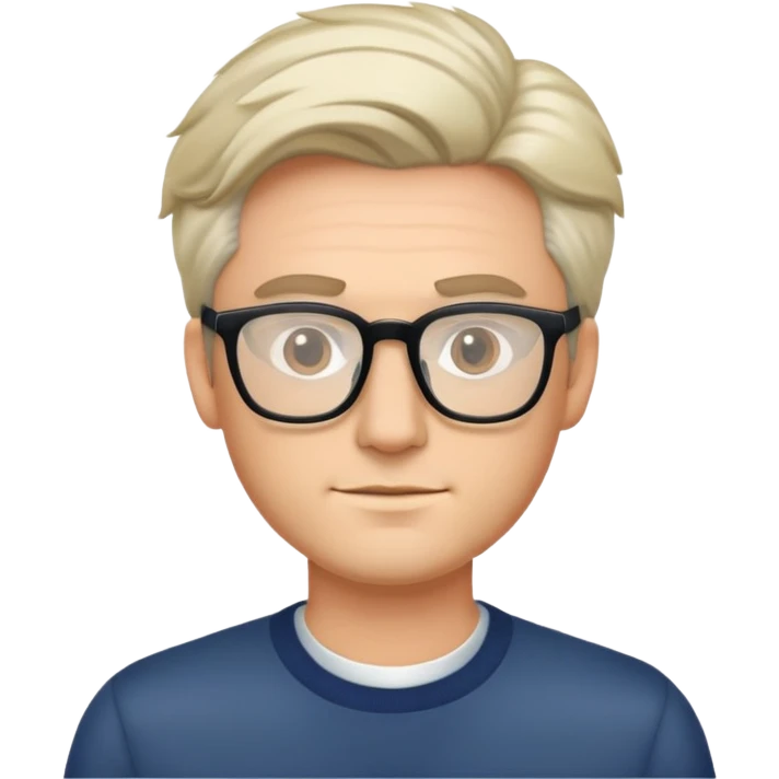 Laki laki ganteng berkacamata. Kulitnya putih, rambut depannya agak berdiri emoji