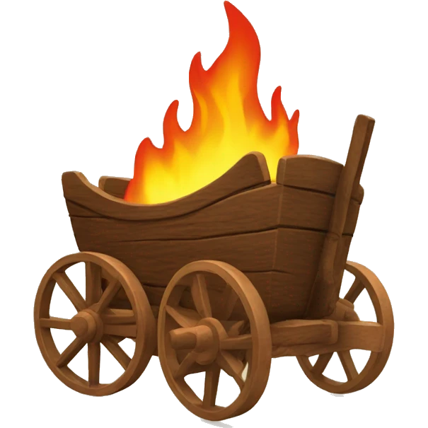 Wooden wagon surrounded by fire emoji