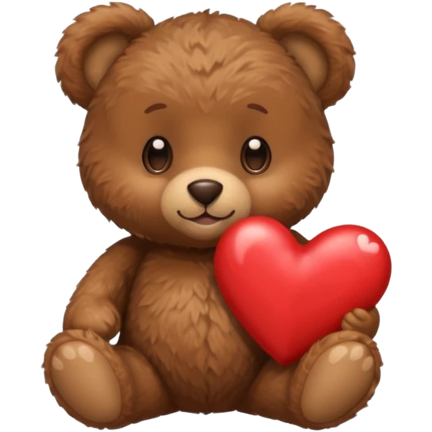 A tiny brown teddy bear next to a brown heart emoji