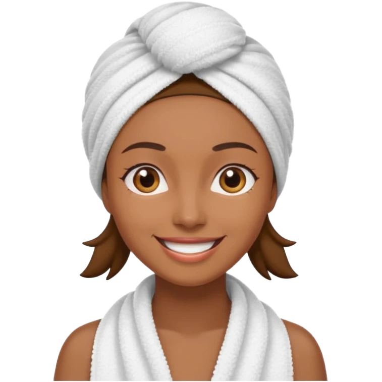 Mujer morena con en toalla en la cabeza emoji
