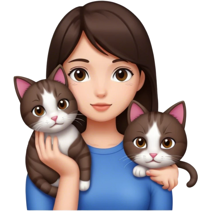 Brunette girl and cat emoji