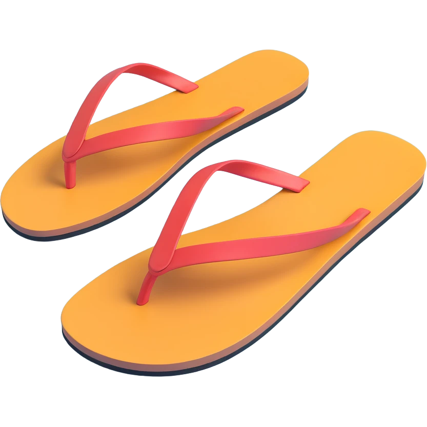Thin sandal sole with minimal detail, 3D iPhone emoji style, matching the angle of the reference image, viewed from the bottom. emoji