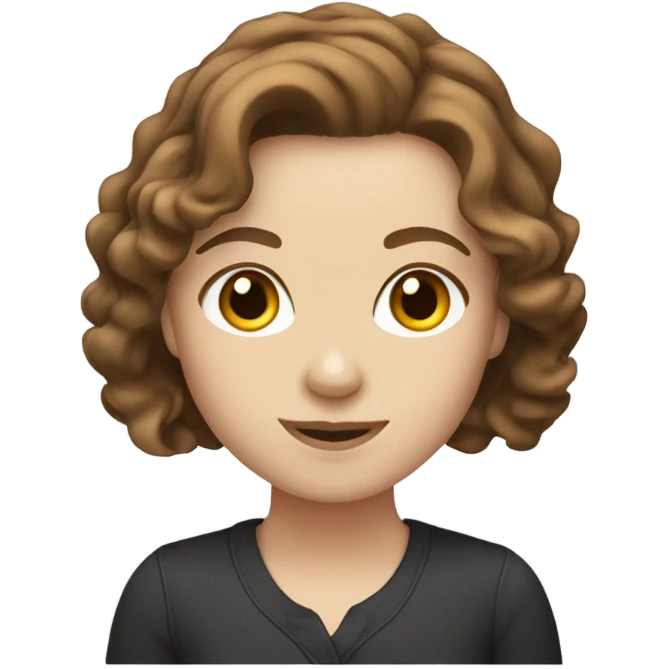 White girl with wavy brown bob hair  emoji