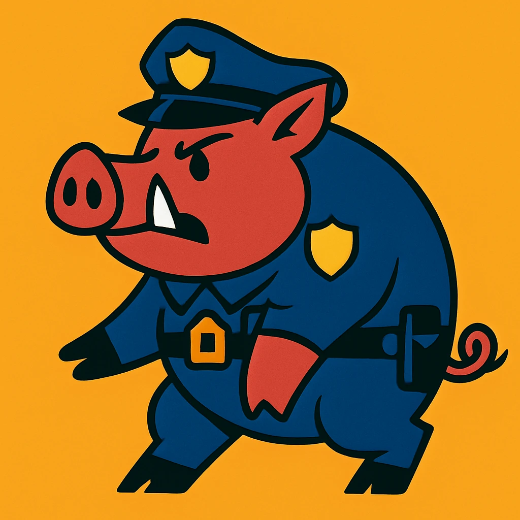Make the wild pig appear as a police officer, keeping the vibrant cartoon style. emoji