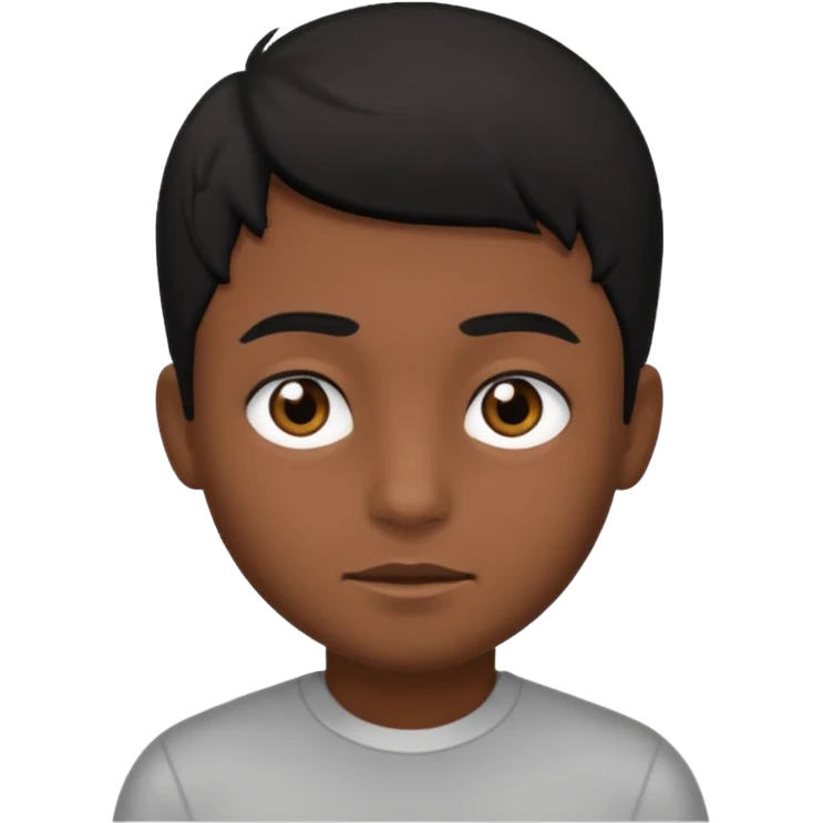 Dark brown boy, with black hair, black eyes emoji