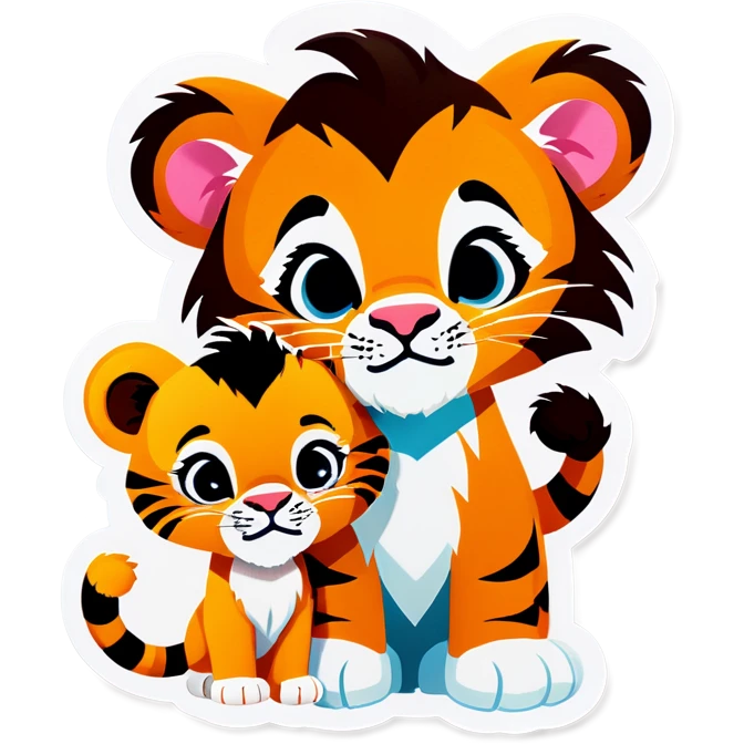 baby tiger and a baby lion emoji