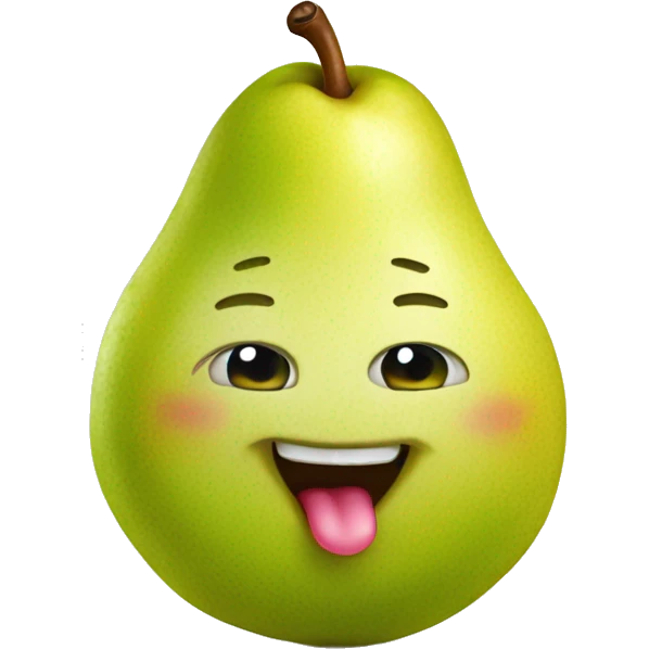 Cute happy pear with tongue emoji