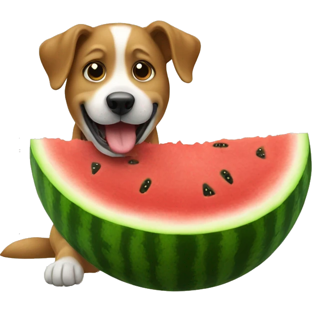 Dog eating watermelon emoji