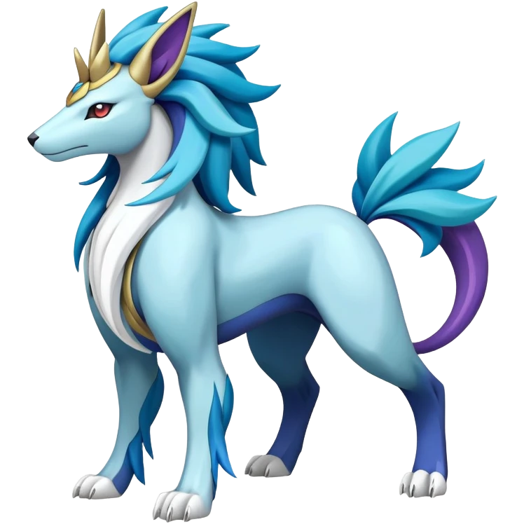 Shiny Colorful Vibrant Cobalion-Suicune-fakemon (full body) emoji
