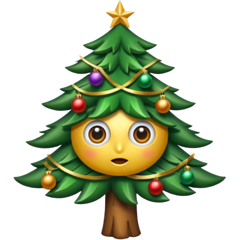 CREA UNA IMAGEN DE UN ARBOL DE NAVIDAD CON OJOS Y BOCA emoji