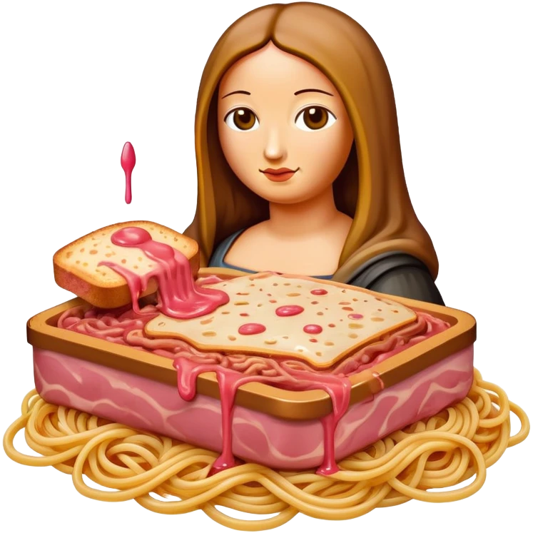  SPAM meat melted pink dripping sauce spaghetti monalisa  emoji