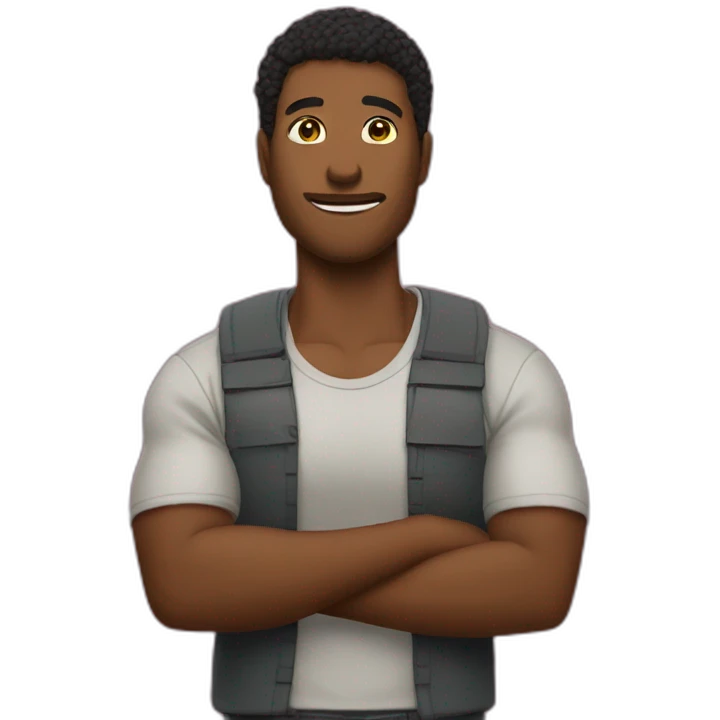Ninho retourné qui fait un T avec ses bras emoji