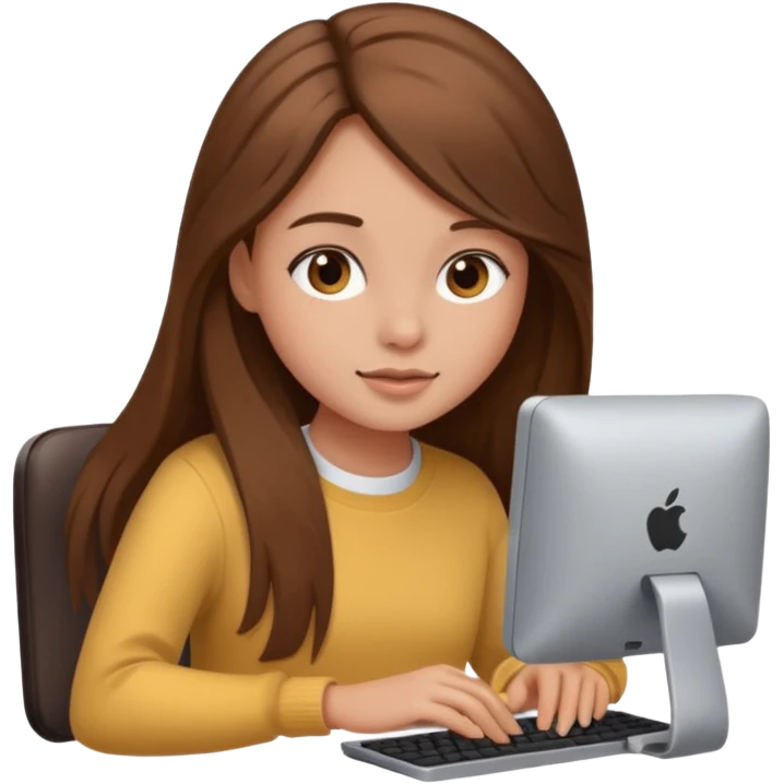 Cute girl using computer emoji