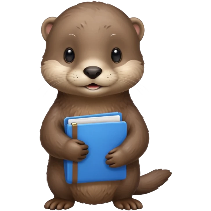 Cute otter full body holding one blue file emoji