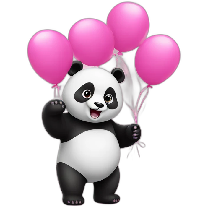 Panda with 8 pink balloons emoji
