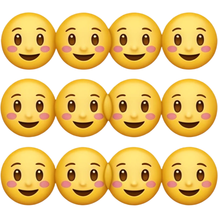 Emoji challenge.
Show 16 emojis that are almost identical.
Only one emoji has a small difference in shape or expression.
Neutral background, soft shadows.
Increase difficulty slightly.
Add subtle animation to keep attention. emoji