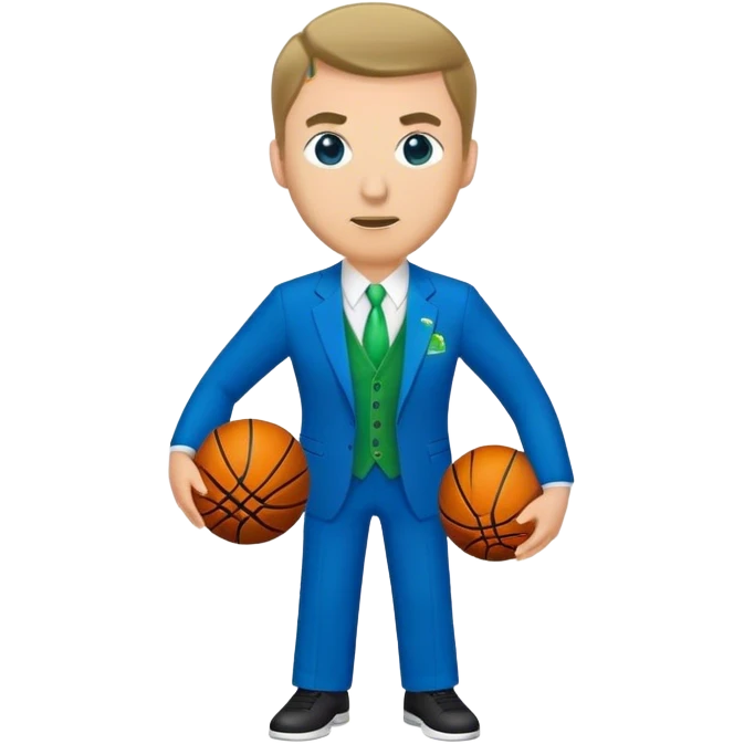 Caucasian Basketball coach wearing blue and green suit emoji