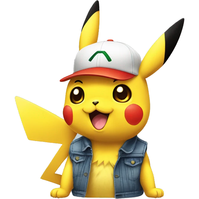 Pikachu avec la casquette de sacha emoji