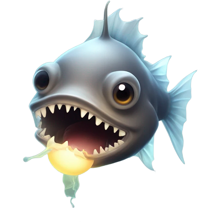 Anglerfish with glowing lure, sharp teeth, and big eyes. emoji