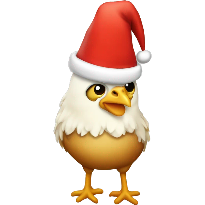 Chicken wear a Santa hat emoji